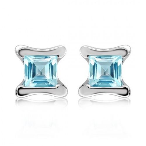 Akira S Blue Topaz - stříbrné náušnice s modrým topazem
