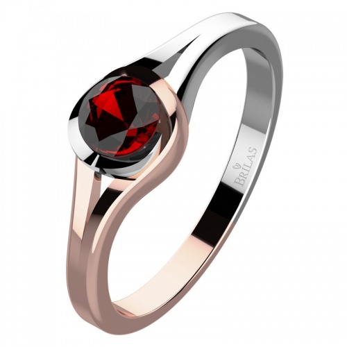 Karma Colour RW Granát - zásnubní prsten v červeném a bílém zlatě