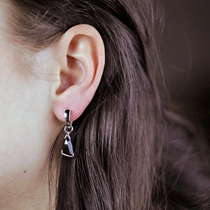 Myra S Black Quartz - stříbrné náušnice s černým křemenem