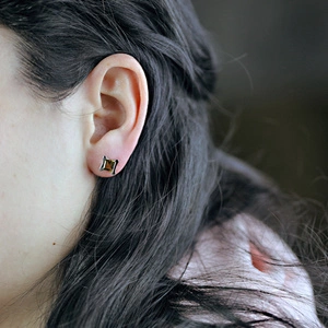 Akira S Cognac Quartz - stříbrné náušnice s quartzem