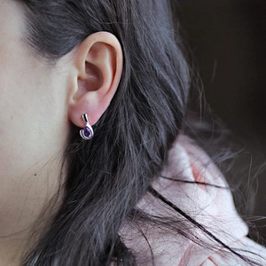 Bibiana S Amethyst - stříbrné náušnice s ametystem