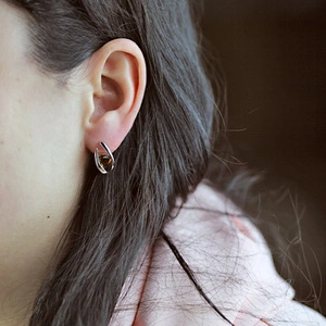 Bojana S Cognac Quartz - stříbrné náušnice s quartzem