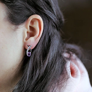 Ranko S Amethyst - stříbrné náušnice s ametystem