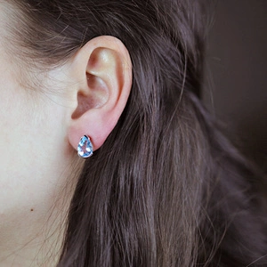 Neda S Blue Topaz - stříbrné náušnice s modrým topazem