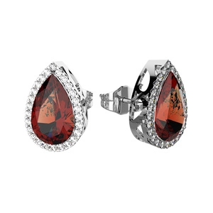 Ace Silver Brown - stříbrné náušnice se zirkony