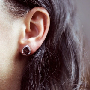 Ace Silver Brown - stříbrné náušnice se zirkony