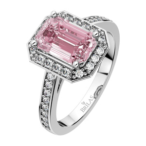 Olivia P White - velkolepý prsten z bílého zlata a růžovým zirkonem