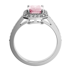 Olivia P White - velkolepý prsten z bílého zlata a růžovým zirkonem