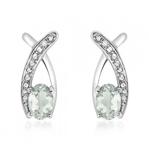 Ranko S Green Amethyst - stříbrné náušnice se zeleným ametystem