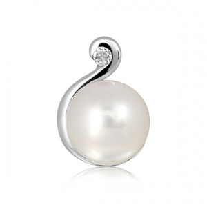 Nano S Pearl and White Topaz - stříbrný přívěsek s perlou a bílým topazem