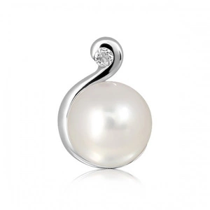Nano S Pearl and White Topaz - stříbrný přívěsek s perlou a bílým topazem