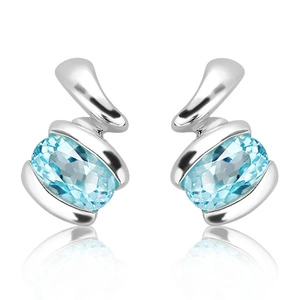 Beda S Blue Topaz - stříbrné náušnice s modrým topazem