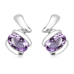 Beda S Ametyst - stříbrné náušnice s ametystem