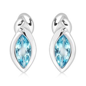 Sostrata S Blue Topaz - stříbrné náušnice s modrým topazem
