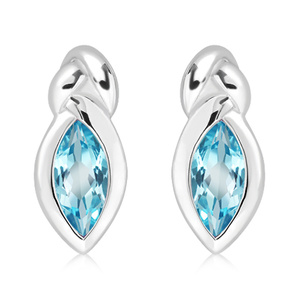 Sostrata S Blue Topaz - stříbrné náušnice s modrým topazem