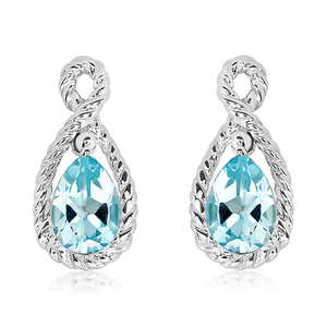 Ava S Blue Topaz - stříbrné náušnice s modrým topazem