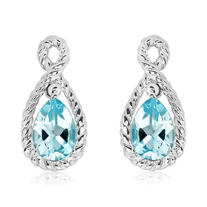 Ava S Blue Topaz - stříbrné náušnice s modrým topazem