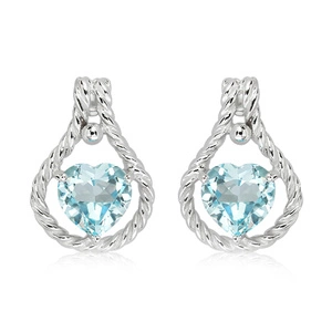 Luca S Blue Topaz - stříbrné náušnice s modrým topazem