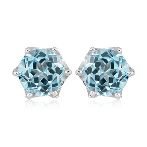 Ariana S Blue Topaz  - stříbrné náušnice s modrým topazem a Iolitem