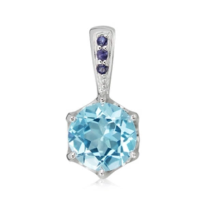 Ajax S Blue Topaz - stříbrný přívěsek s modrým topazem a Iolitem