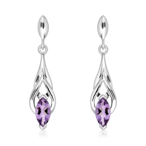 Lentia S Ametyst - stříbrné náušnice s ametystem