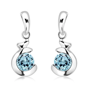 Irska S Blue Topaz - stříbrné náušnice s modrým topazem