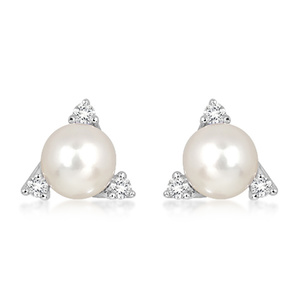 Namare S Pearl and White Topaz - stříbrné náušnice s perlou a bílým topazem