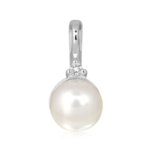 Iosana S Pearl and White Topaz - stříbrný přívěsek s perlou a bílým topazem