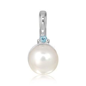 Iosana S Pearl and Blue Topaz - stříbrný přívěsek s perlou a modrým topazem