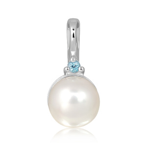 Iosana S Pearl and Blue Topaz - stříbrný přívěsek s perlou a modrým topazem