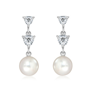Avenia S Pearl and White Topaz - stříbrné náušnice s perlou a bílým topazem