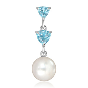 Elna S Pearl and Blue Topaz - stříbrný přívěsek s perlou a modrým topazem