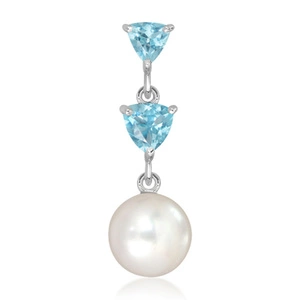 Elna S Pearl and Blue Topaz - stříbrný přívěsek s perlou a modrým topazem