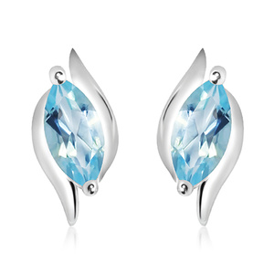 Arabona S Blue Topaz - stříbrné náušnice s modrým topazem