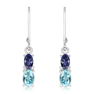 Duria S Blue Topaz - stříbrné náušnice s modrým topazem a Iolitem