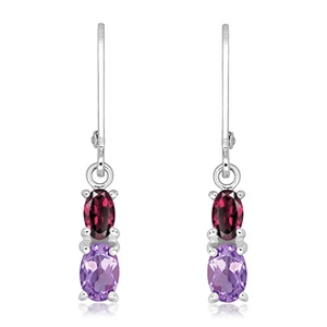 Duria S Ametyst - stříbrné náušnice s ametystem a rhodolitem