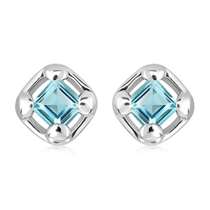 Tyrna S Blue Topaz - stříbrné náušnice s modrým topazem