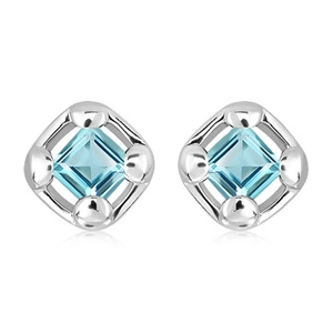 Tyrna S Blue Topaz - stříbrné náušnice s modrým topazem