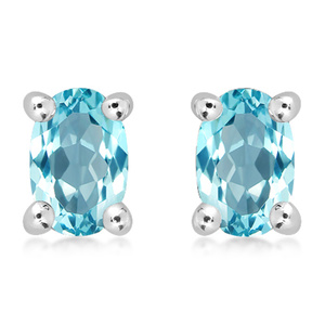 Alala S Blue Topaz - stříbrné náušnice s modrým topazem