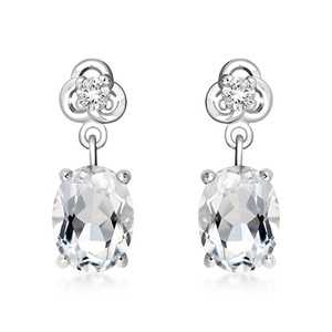 Saturnina S White Topaz - stříbrné náušnice s bílým topazem