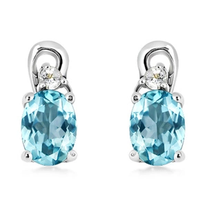 Felicie S Blue Topaz - stříbrné náušnice s modrým a bílým topazem