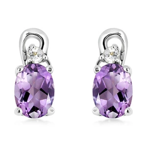 Felicie S Ametyst  - stříbrné náušnice s ametystem a bílým topazem