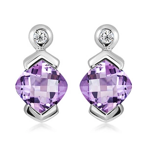 Brisa S Ametyst  - stříbrné náušnice s ametystem a bílým topazem