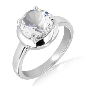 Fleur S White Topaz - prsten ze stříbra s bílým topazem