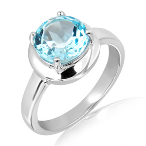 Fleur S Blue Topaz - prsten ze stříbra s modrým topazem