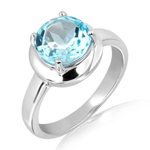 Fleur S Blue Topaz - prsten ze stříbra s modrým topazem