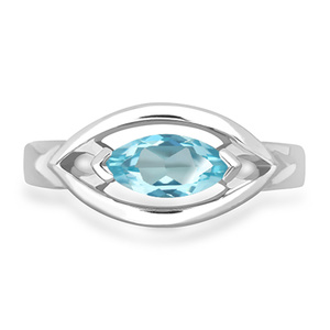 Clea S Blue Topaz - prsten ze stříbra s modrým topazem