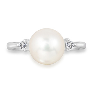 Carrie S Pearl and White Topaz - prsten ze stříbra s perlou a bílým topazem