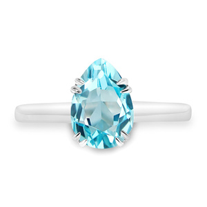 Priska S Blue Topaz - prsten ze stříbra s modrým topazem