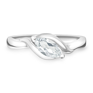 Agnes S White Topaz - prsten ze stříbra s bílým topazem